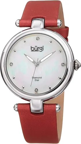 Burgi Diseñador BUR169 Reloj de Mujer con Marcadores Acentuados de Diamante en Madre Perla Dial - Correa de Pulsera de Cuero Genuino Flaco -