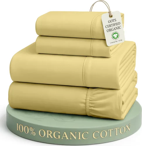 Miniatura 49 de LANE LINEN Juego de sábanas tamaño King de 4 piezas, 100 % algodón orgánico puro tejido de percal de fibras largas, ropa de cama de algodón suave