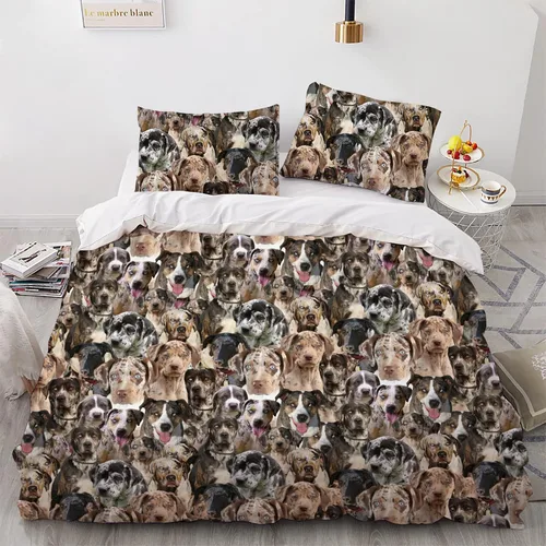 Miniatura 22 de Airedale Terrier - Juego de funda de edredón con estampado de cara de perro, juego de ropa de cama de 3 piezas, juego de funda de edredón suave