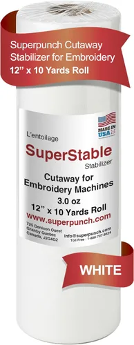 Miniatura 10 de Superpunch Cutaway - Estabilizador de 3.0 onzas para máquinas de bordar, estabilizador de corte grueso negro superestable, rollo de 12 pulgadas x 10