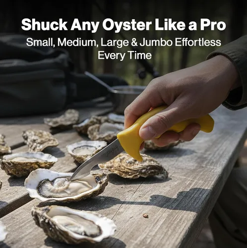 Miniatura 4 de Swissmar Shucker Paddy Malpeque - Cuchillo de shucking de ostras – Herramienta ergonómica de doble eje para triturar ostras con hoja de acero