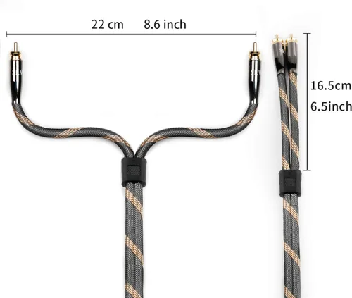Miniatura 5 de SKW Audiophiles - Cable RCA de 2RCA macho a 2RCA macho para sistema HiFi con diámetro de 7mm 9.8 pies/3M Negro