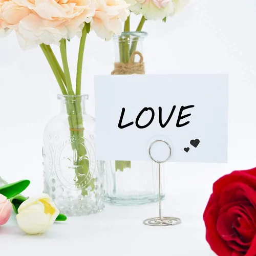 Miniatura 7 de Paquete de 20 soportes para números de mesa, tarjetero para fotos, para bodas, fiestas de cumpleaños Plata