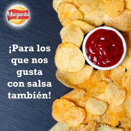 Miniatura 6 de Papas Margarita (paquete de 24) Papas fritas crujientes sabor pollo y barbacoa Papitas Margarita de Pollo y BBQ mecato Colombiano Bocadillos