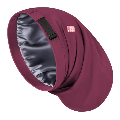 Miniatura 20 de Fittia Cofia de satén para dormir, sedosa sin encrespamiento para el cuidado de rizos, correa ajustable para no deslizarse, gorra para trenzas