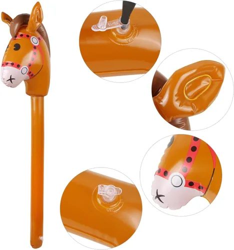 Miniatura 3 de EVERMARKET Caballo inflable, cabeza de caballo inflable en palo, disfraz de caballo, poni, Halloween, vaquero occidental, caballo, baby shower