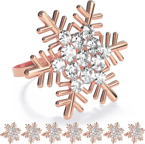 Miniatura 14 de ZeeDix Juego de 6 servilleteros de corona de Navidad, servilleteros de Navidad para servilletas de tela, servilleteros de Navidad para Acción