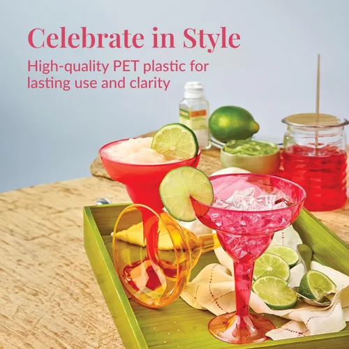 Miniatura 2 de Prestee 48 vasos de plástico desechables multicolor – Copas de cóctel duras de 12 onzas para fiestas del Cinco de Mayo, fiestas de tacos y Varios