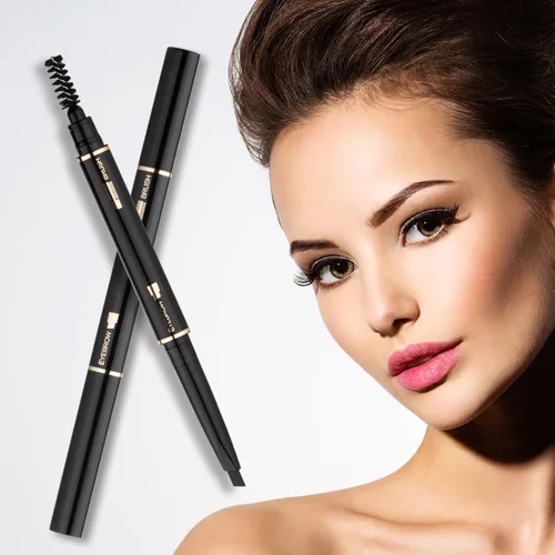 Miniatura 7 de Lápiz de cejas 2 paquetes, lápiz de cejas impermeable a prueba de manchas con cepillo para cejas, kit automático de maquillaje para cejas, negro
