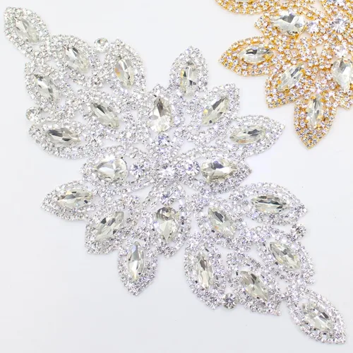 Miniatura 3 de PEARLY JUN Parches de apliques de cristal con diamantes de imitación para bricolaje, con cuentas, ropa de costura para cinturón de boda, vestidos
