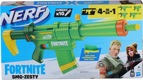 Miniatura 2 de Lanzador Nerf Fortnite SMG-Zesty, 10 dardos Nerf Elite, clip de 10 dardos, culata y cañón removibles, regalos de Fortnite para niños y niñas