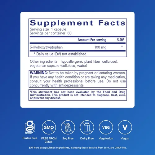 Miniatura 2 de Suplemento Pure Encapsulations, 5 hidroxitrptófano , 1