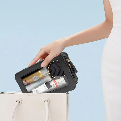 Miniatura 5 de Bolsa de maquillaje transparente pequeña, aprobada por la TSA, bolsa de aseo portátil con cremallera, bolsa de viaje para cosméticos, estuche