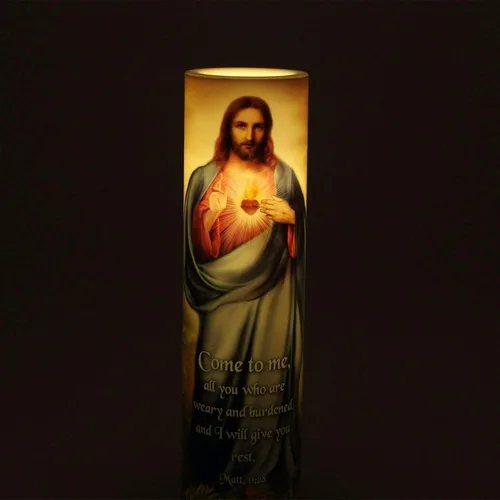 Miniatura 2 de Vela de oración devocional sin llama LED Sagrado Corazón de Jesús