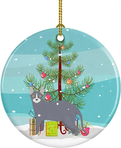 Miniatura 180 de Caroline's Treasures Adorno de cerámica con texto en inglés "Merry Christmas" para colgar en el árbol de Navidad, decoración para el hogar, Navidad