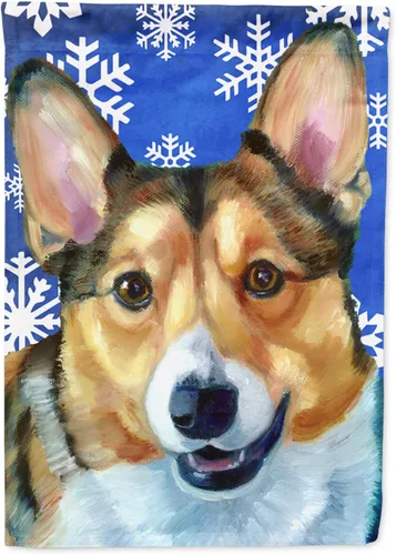 Miniatura 168 de Caroline's Treasures SC9374GF Bulldog English Snow flakes Holiday Garden Flag Buzón Bandera decorativa para patio exterior, patio, obras de arte