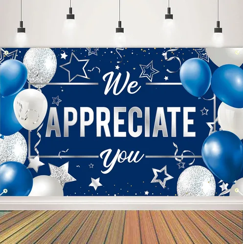 Miniatura 5 de Cartel de fondo con texto en inglés "We Appreciate You", decoraciones de agradecimiento a los empleados, pancarta de agradecimiento para veteranos