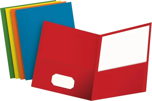 Oxford Carpetas de dos bolsillos, papel con textura, varios colores (azul claro, rojo, amarillo, naranja, verde), tamaño carta, 25 por caja