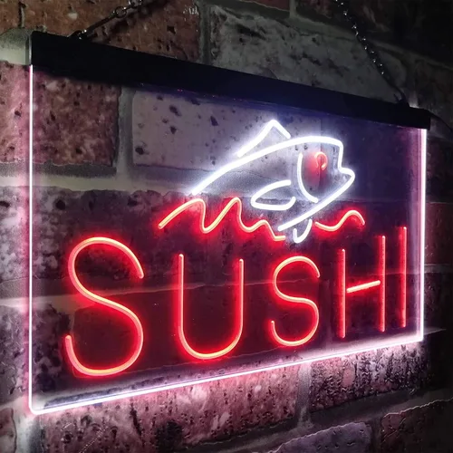 Miniatura 36 de ADVPRO Sushi Fish Sashimi Restaurant - Letrero de neón LED de doble color, azul y rojo, 12 x 8.5 pulgadas, st6s32-i3334-br