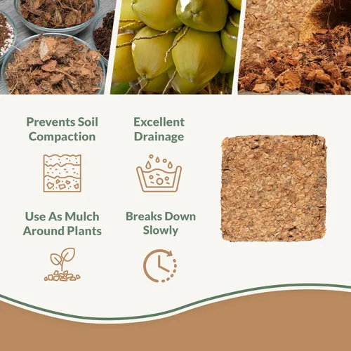 Miniatura 2 de Astillas de coco orgánico para plantas (4.5 kg) - Astillas de fibra de coco - Astillas de cáscara de coco para tierra de macetas, tierra de jardín