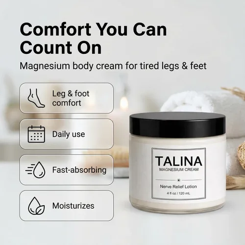Miniatura 3 de TALINA Loción para aliviar los nervios, crema de cloruro de magnesio, crema neuropatía para pies y piernas con árnica montana, extracto de aloe