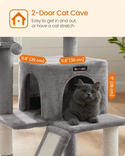 Miniatura 6 de FEANDREA Árbol para gatos con postes de rascar cubiertos de sisal; torre para gatos, condominio para gatos
