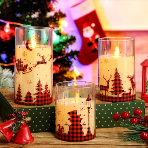 Miniatura 10 de Blosssound 3 Pack 4th of July Flameless Candles Battery Operated Independence Day Stars in Blue Red Flameless Flickering Candles LED for Gifts Home