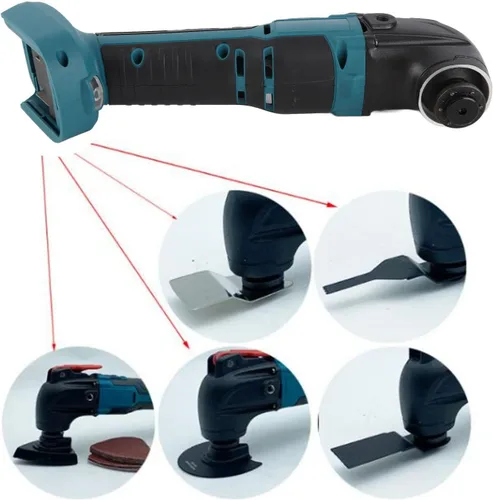 Miniatura 7 de Kit de herramientas oscilantes, multiherramienta de 6000-20000RPM con ángulo de giro ajustable, construcción de ABS, control de velocidad versátil