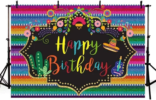 Miniatura 3 de Sendy Telón de fondo de fiesta mexicana de 7 x 5 pies, fiesta mexicana, fiesta de cumpleaños, fotografía de fondo, decoraciones coloridas, cartel