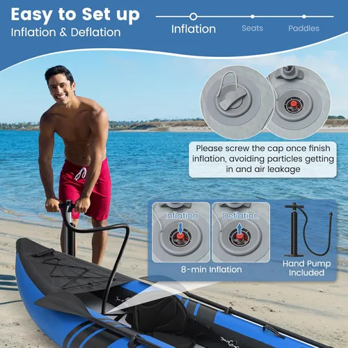 Miniatura 2 de S AFSTAR Kayak inflable, canoa para 2 personas con capacidad de 507 libras, suelo de puntadas, todos los accesorios y bolsa de transporte, kayak