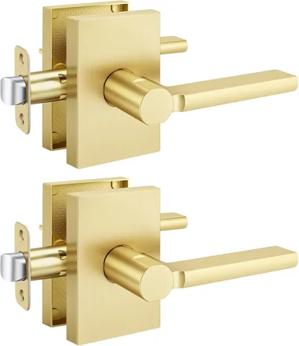 Miniatura 27 de Goldenwarm Manijas de puerta ficticias doradas, aleación de zinc resistente, palanca de puerta interior sin giro para pasillo y armario, perilla