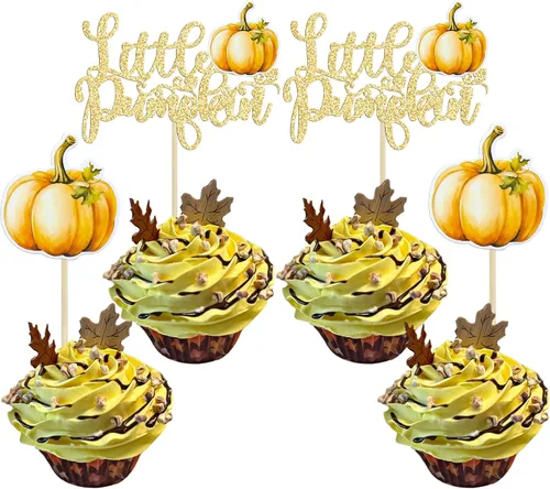 Miniatura 19 de 24 adornos de calabaza para cupcakes con purpurina para otoño, hojas, flores, calabaza, cupcakes, decoración de pasteles para Halloween, decoración