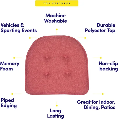 Miniatura 5 de Sweet Home Collection - Cojín de espuma viscoelástica para silla, con capitoné, parte trasera de goma antideslizante, en forma de U, de 17 x 16