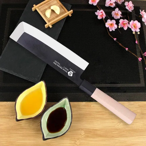 Miniatura 4 de WILDMOK Cuchillo vegetal asiático Usuba de 7 pulgadas Hoja de acero inoxidable alemán y mango de madera tradicional