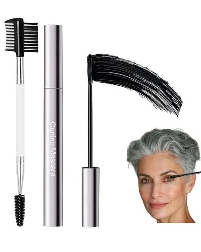 Máscara negra para mujeres mayores 60 Plus, máscara impermeable de volumen y longitud para mujeres maduras con pestañas adelgazantes, sin grumos,