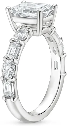 Miniatura 2 de IGI - Anillo de compromiso de diamantes de talla excelente ovalada blanca de 2.50 quilates con diamantes de laboratorio creados en laboratorio