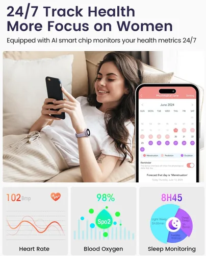 Miniatura 3 de Relojes inteligentes para mujer (respuesta/hacer llamadas), monitor de actividad de pantalla AMOLED de 1.27 pulgadas con monitor de frecuencia