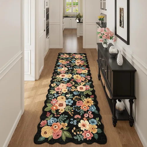 Miniatura 248 de DUKINO Alfombra de área de 6 x 9 pies, alfombra floral para sala de estar, ligera, antideslizante, lavable, alfombra de interior de pelo bajo