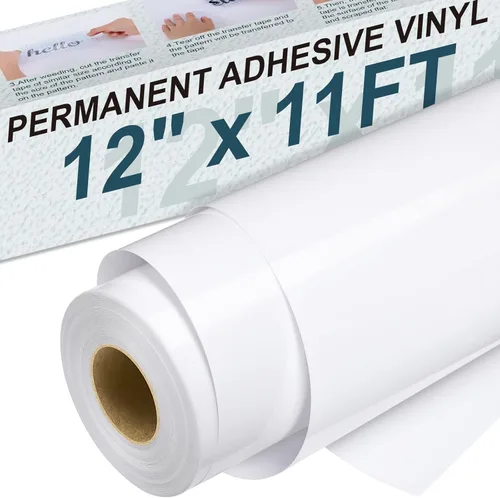 Miniatura 10 de XSEINO Vinilo permanente blanco – Silueta de rollo adhesivo blanco de 12 pulgadas x 60 pies y otros cortadores, permanente al aire libre para tazas