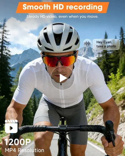 Miniatura 5 de Mingtawn Gafas inteligentes con cámara 4K HD antivibración y altavoces estéreo 3D Gafas de sol deportivas polarizadas UV400 Gafas de sol AI