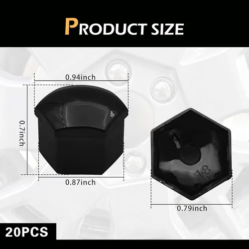 Miniatura 2 de 20 unidades de tapas para tuercas de rueda, tapones de 17 mm con herramienta de extracción, tapa hexagonal de plástico a prueba de polvo para rueda