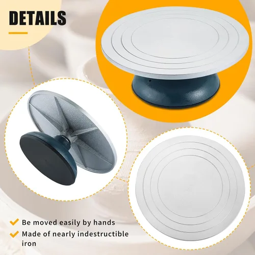 Miniatura 3 de FLKQC Rueda de escultura de cerámica de cerámica Rueda de metal resistente de 12 pulgadas de diámetro para decoración de cerámica con funda