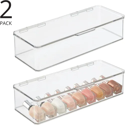 Miniatura 2 de mDesign - Caja organizadora apilable de plástico para encimera de baño, 2