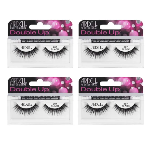 Miniatura 11 de Ardell Pestañas postizas Double Up 208, color negro, volumen dramático, tira completa, pestañas acampanadas y gruesas para un aspecto atrevido