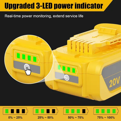 Miniatura 3 de POWTREE Paquete de 4 baterías de litio de 8.0 mAh DCB200 de repuesto para Dewalt de 20 V compatibles con DCB206 DCB201 DCB207 serie DCD/DCF/DCG/DCS