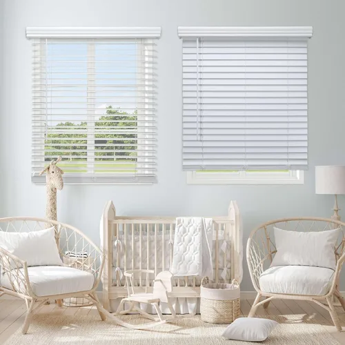 Miniatura 9 de Linen Avenue Persiana inalámbrica de madera sintética de 2 pulgadas, color blanco, 40 pulgadas de ancho x 60 pulgadas de alto, montaje exterior