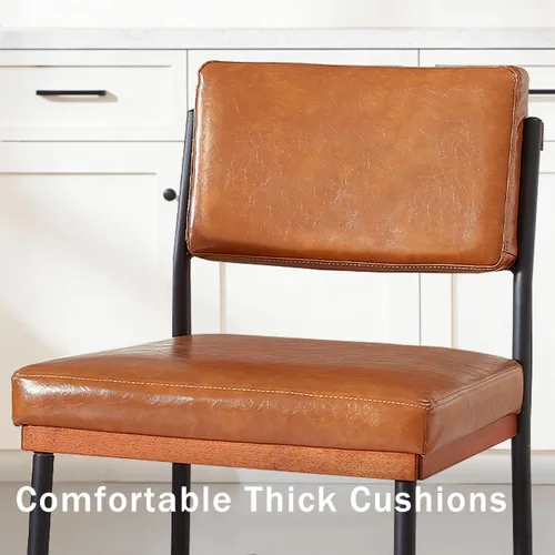 Miniatura 6 de Juego de 2 sillas de comedor modernas, sillas de cocina con cojines gruesos y almohadillas ajustables, sillas de comedor tapizadas de piel sintética