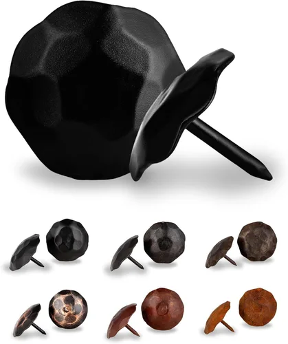 Miniatura 20 de Paquete de 25 clavos decorativos de 1,25 pulgadas de cabeza redonda grande – oxidados – sujetadores rústicos redondos hechos a mano para persiana