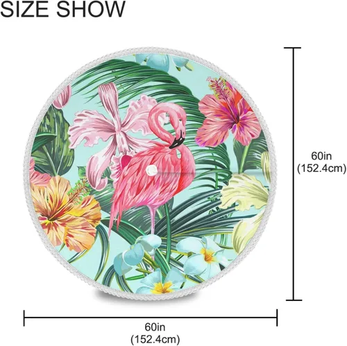 Miniatura 3 de Qilmy Mantel de flamenco para exteriores, 60 pulgadas, impermeable, redondo, con agujero para sombrilla y cremallera, para decoración de barbacoa
