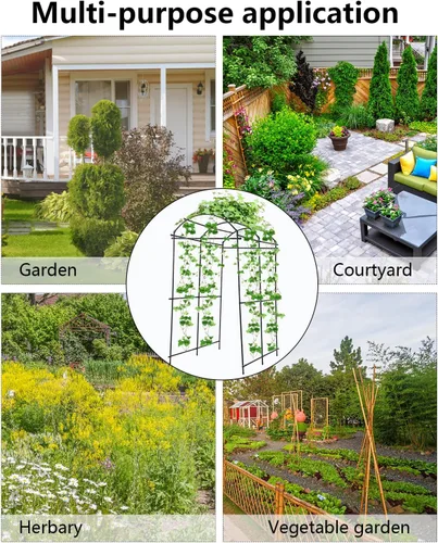 Miniatura 7 de Enrejado de arco de jardín para exteriores, pepino, enrejado arqueado de 7 pies de alto, enrejado grande de calabaza para jardín, cama elevada